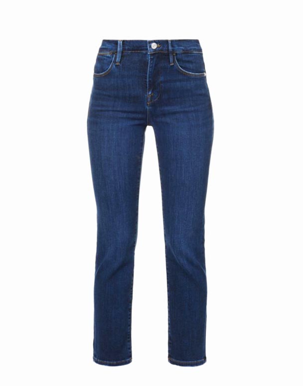 CHW00896 Jeans de mezclilla elástica de pierna recta de tiro alto con bolsillo sin cordones Le