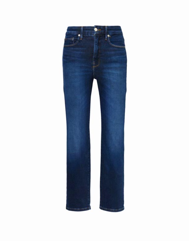 CHW00980 Buenos jeans clásicos de mezclilla elástica de tiro alto con pierna delgada y espalda dividida