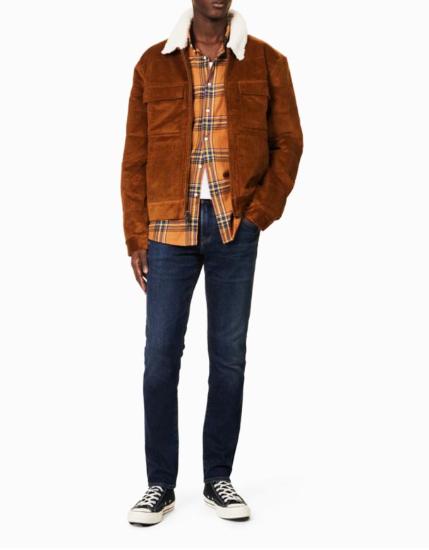CHA00169 London brand-patch slim-kufanelekile elula denim-blend jeans