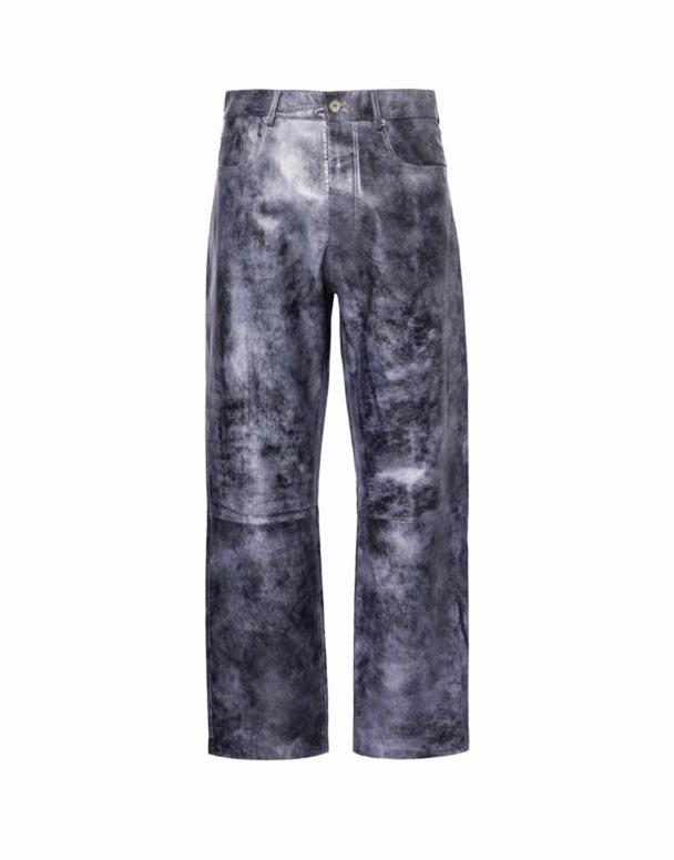 CHA00341 Pantalon en cuir délavé coupe régulière