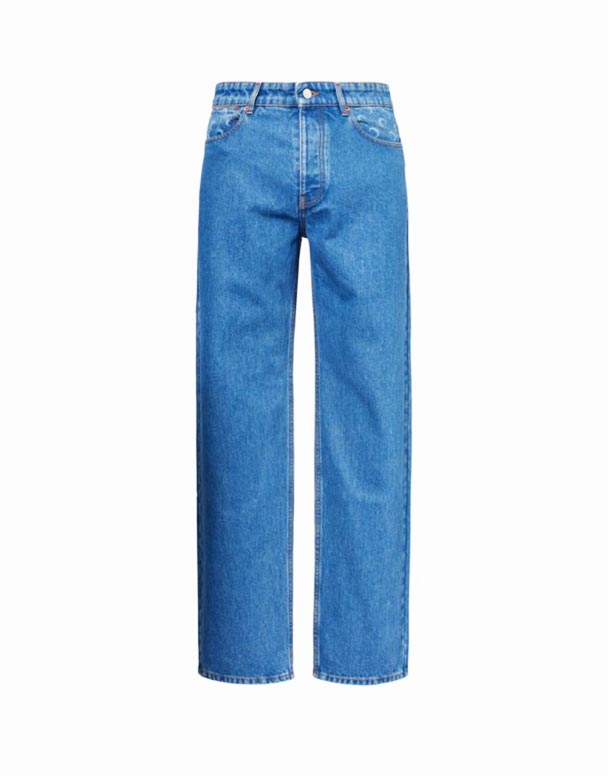 CHA00370 Jean en Denim Coupe régulière à jambe droite Moon Laser