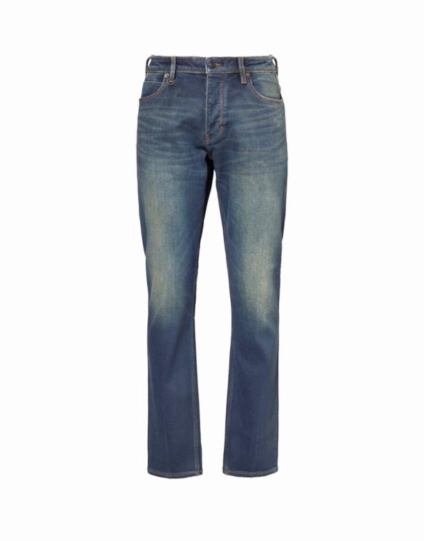 CHA00373 Jean slim en denim stretch mélangé patch de marque Lou