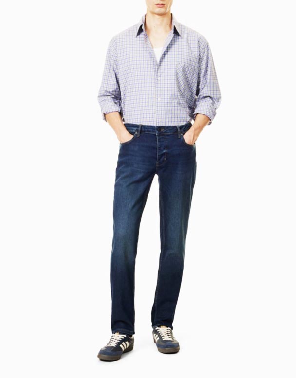 CHA00395 Jean slim en denim mélangé stretch à jambe droite patch Lou Slim Sunday brand