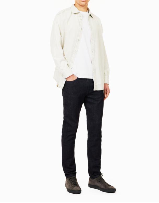 CHA00513 Jean en denim stretch coupe droite 2 cinq poches coupe régulière
