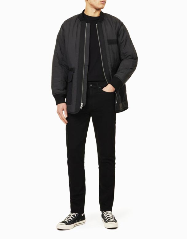 CHA00517 Jean en denim stretch coupe droite 2 cinq poches coupe régulière