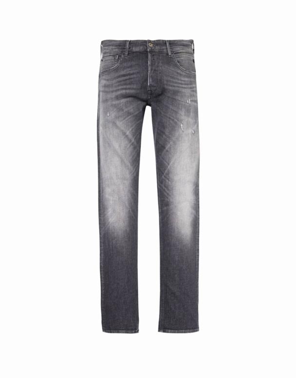 CHA00526 Willbi Brand-Schmal geschnittene Stretch-Jeans mit konischem Bein und Patch