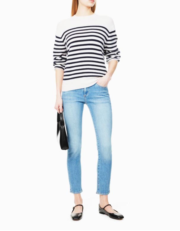 CHW00680 Prima Knöchelmarknäppchen mat koneschem Been an niddreger Héicht Vu Stretch-Denim