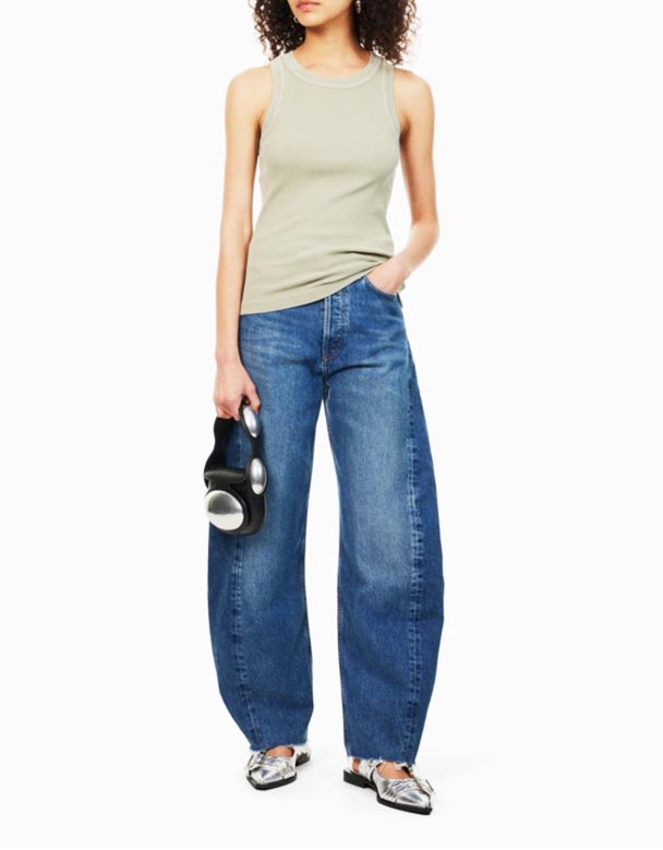 CHW00694Luna Pieced faded-wash wide-leghigh-rise organic-denim blend jeans