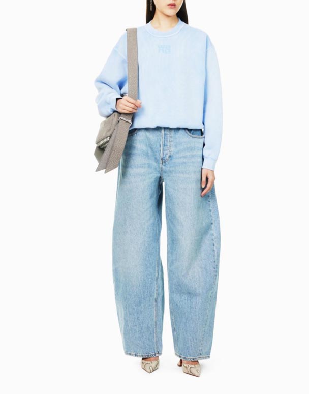 CHW00733 Jean Taille Basse en Denim à Jambe Évasée