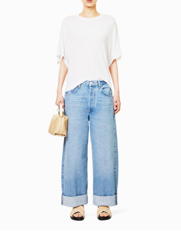 CHW00816 Ayla Baggy breda ben höga jeans
