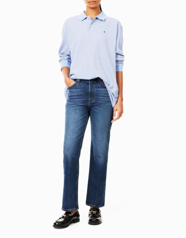 CHW00817 zurie flare-chân denim-pha trộn quần jean