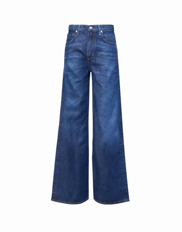 CHW00819 Paloma Baggy brand-patch szerokie nogawki z wysokim stanem tkane dżinsy