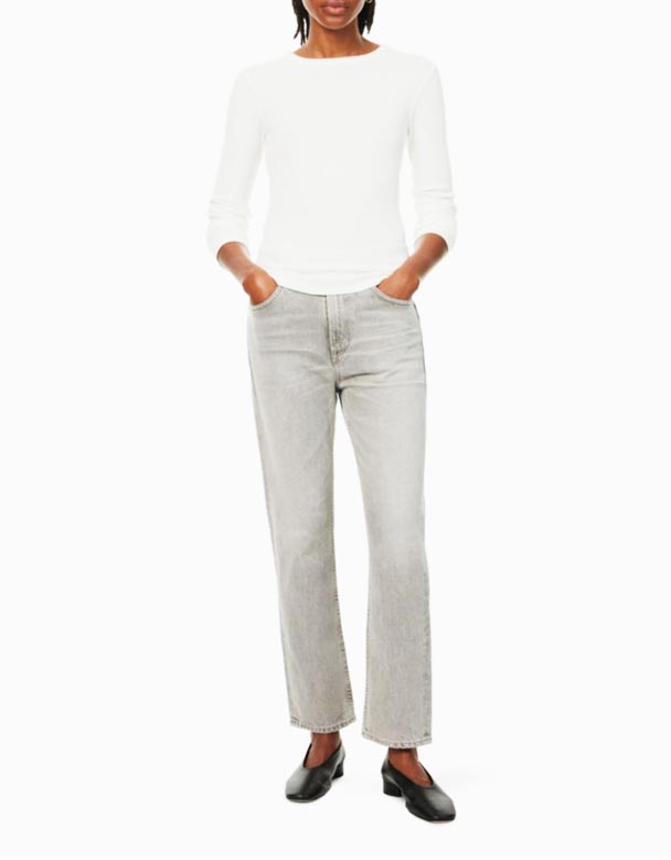 CHW00827 Zurie mắt cá chân thẳng-chân cao stretch-denim jeans