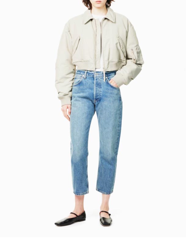 CHW00828 Winslow Crop Bạn Trai Giữa Tăng Thẳng Chân Denim Jeans