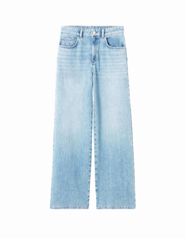 CHW00831 Thẳng Chân Giữa Tăng Denim Jeans