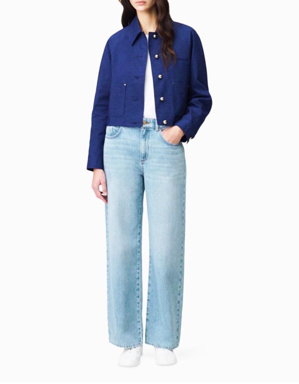 CHW00831 Thẳng Chân Giữa Tăng Denim Jeans