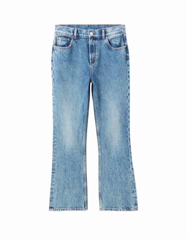 CHW00837 cắt loe-chân giữa tăng căng-denim jeans