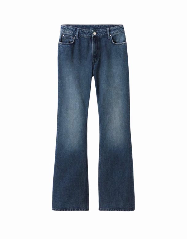 CHW00838 Faded-wash loe-chân căng giữa - quần jean cotton