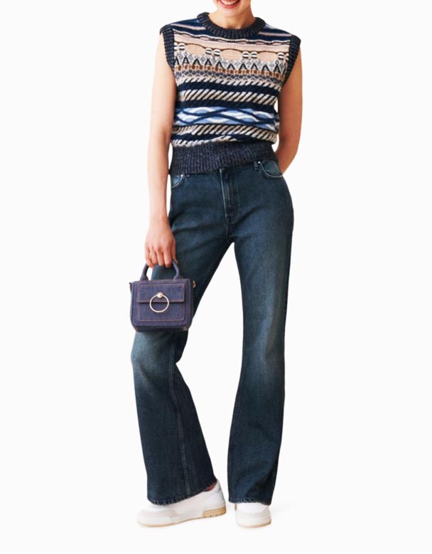CHW00838 Faded-wash loe-chân căng giữa - quần jean cotton