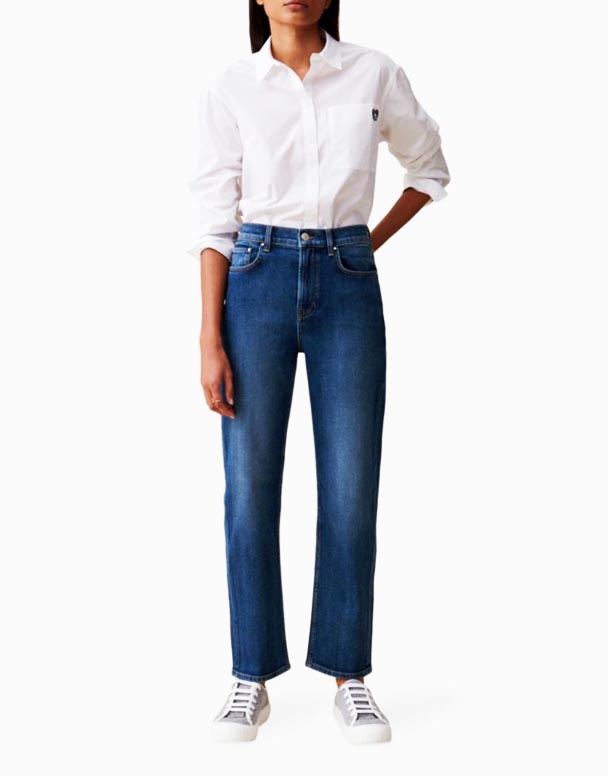 CHW00842 toto duỗi thẳng giữa chân-quần jean denim