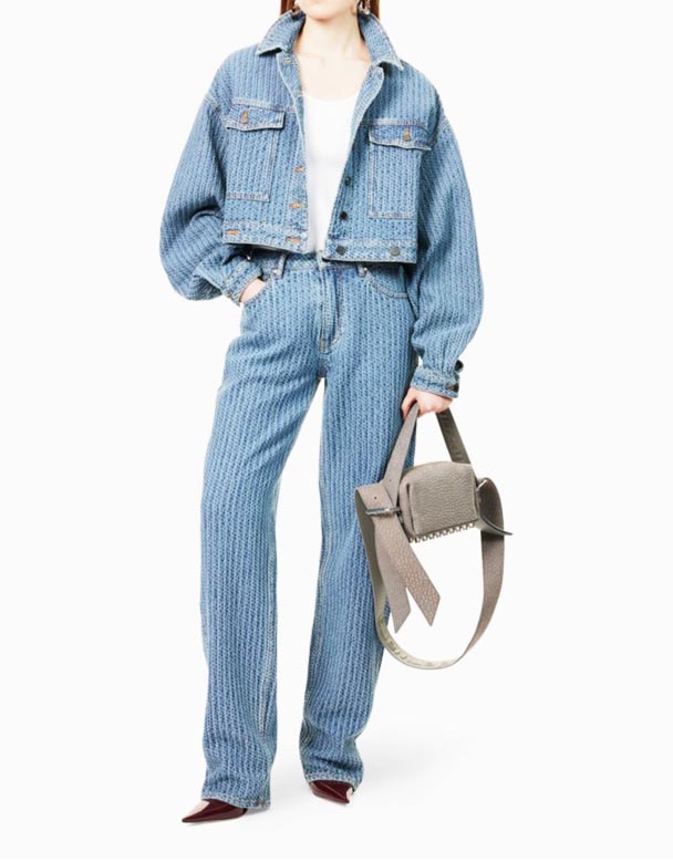 Chw00843 Kết Cấu Thon-Chân Denim Jeans