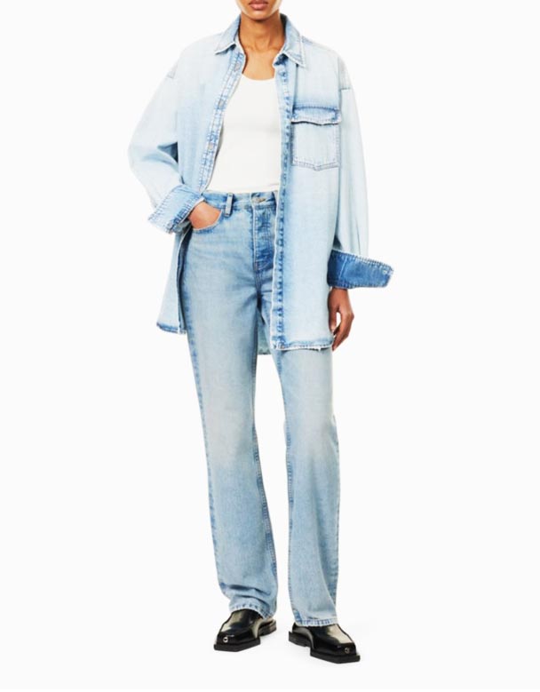 Chw00845 Alley No Back seam thương hiệu-vá thẳng chân giữa tăng hữu cơ-denim jeans