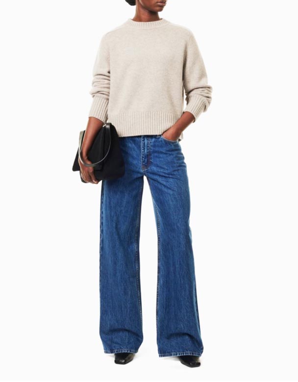 Chw00846 sling quần jean denim ống rộng cạp cao