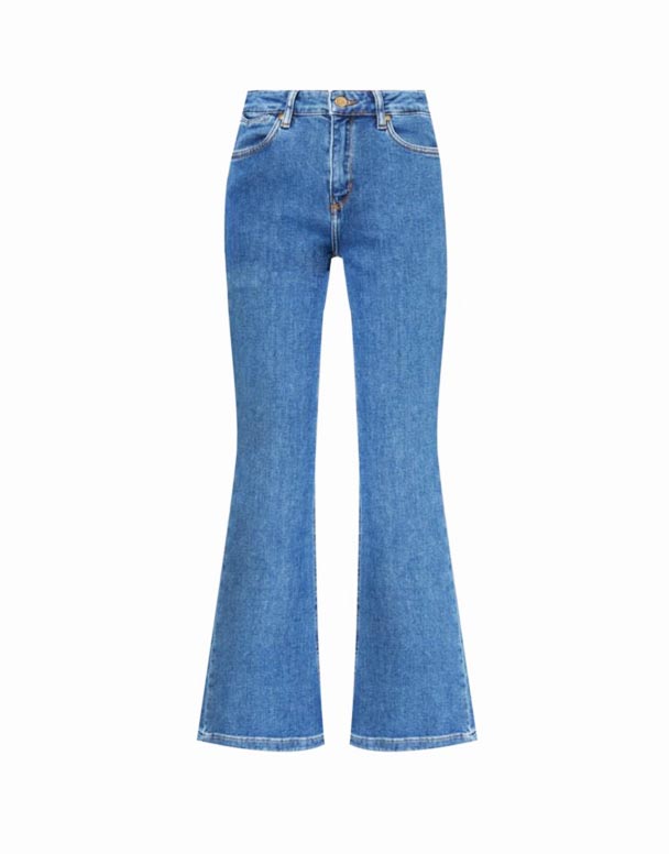 CHW00859 Tình Yêu Loe Thẳng Chân Giữa Tăng Căng-Denim Jeans