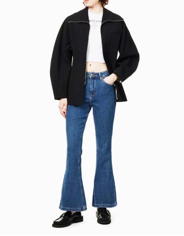 CHW00859 kärlek utsvängda Raka ben Mid-Rise Stretch-Denim Jeans