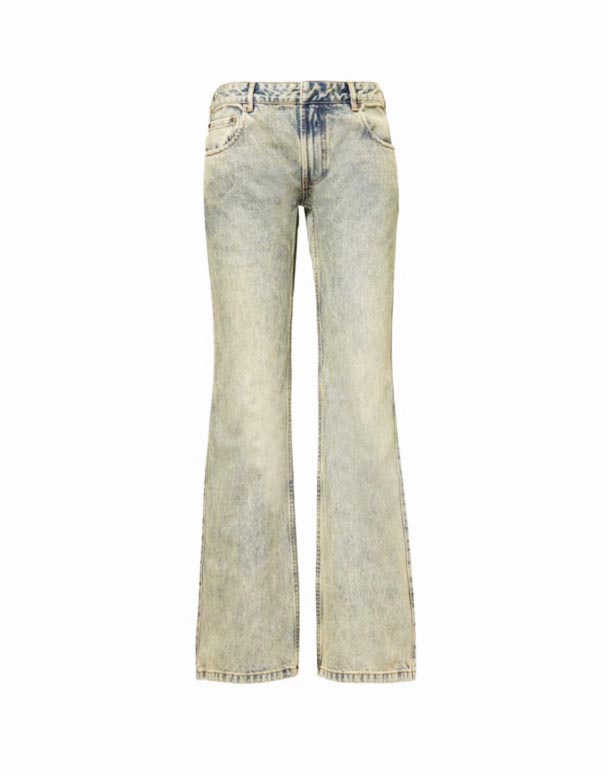 CHW00864 utsvängda fem fickor raka ben Låg upphov Denim Jeans