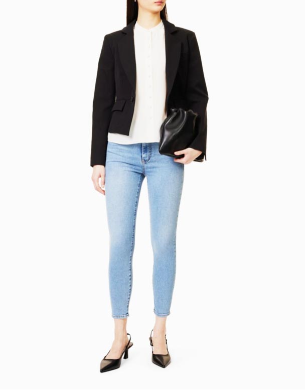 CHW00868 Le hög mager gröda Stretch Denim-Blend Jeans