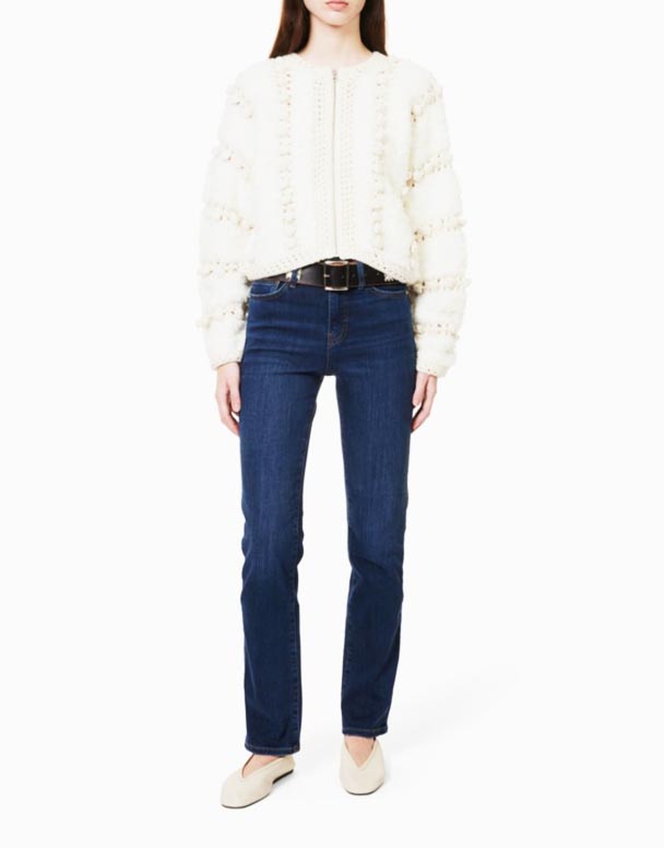 Chw00871 Logo-utsmyckade raka ben höghus denim-blend jeans