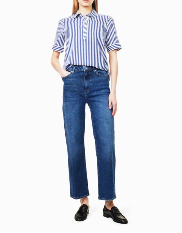 CHW00878 den breda Femfickor bred ben höghus Stretch-Denim Jeans