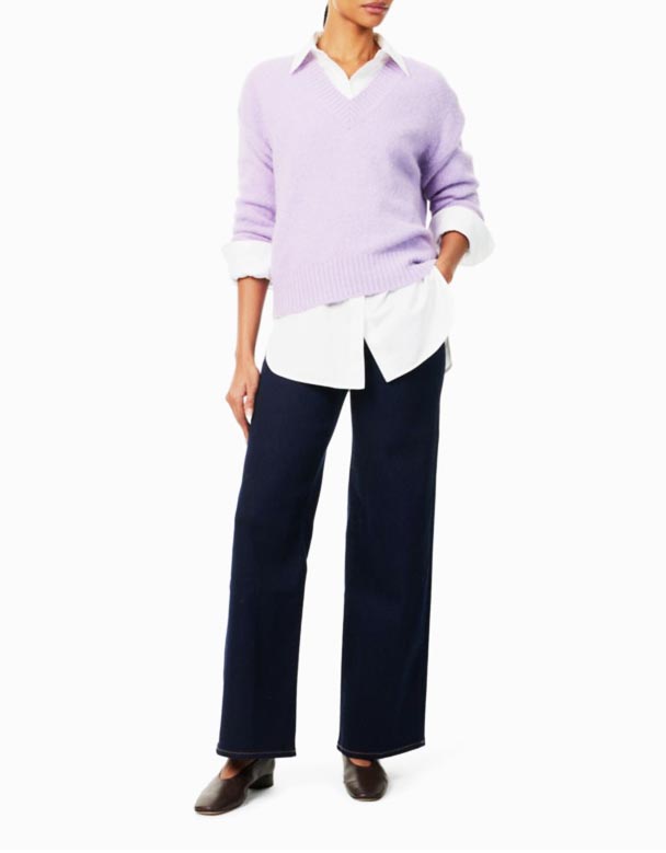 CHW00880 Le Slank Palazzo høye brede ben strekk-denim jeans