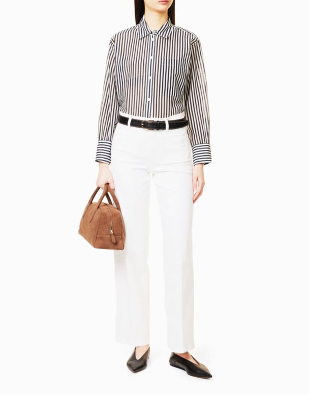 CHW00885 Le Slim Palazzo High-Rise Stretch Denim-Blend džíny se širokými nohavicemi