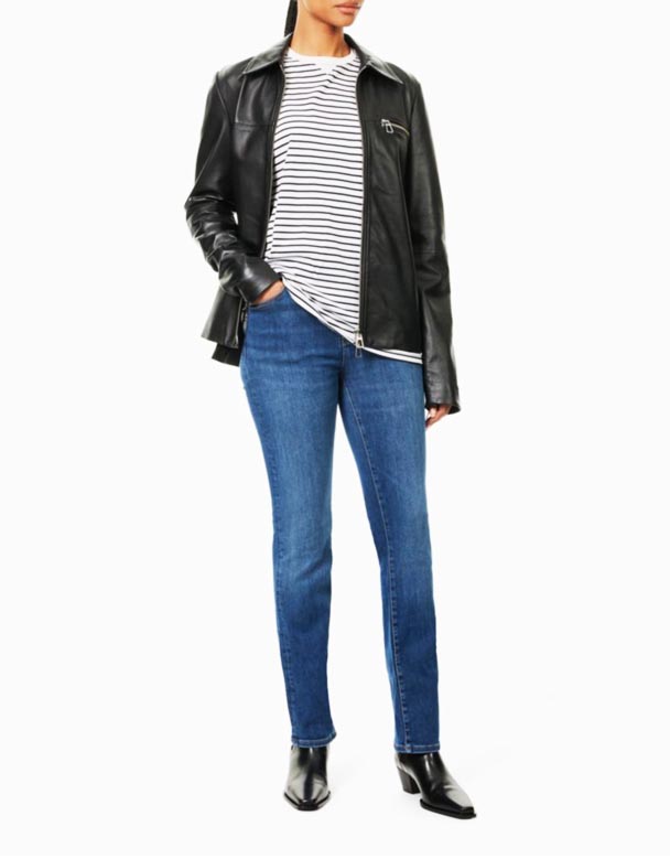 CHW00890 Le hög rak ben ekologisk bomull och återvunnen polyester blandning stretch-denim jeans