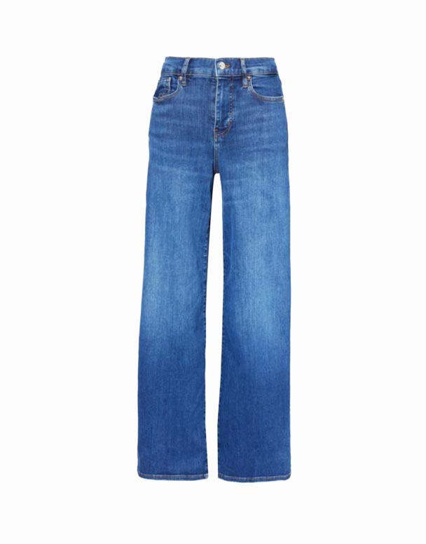 CHW00901 Palazzo utsvängda breda ben höghus stretch-denim blandning jeans