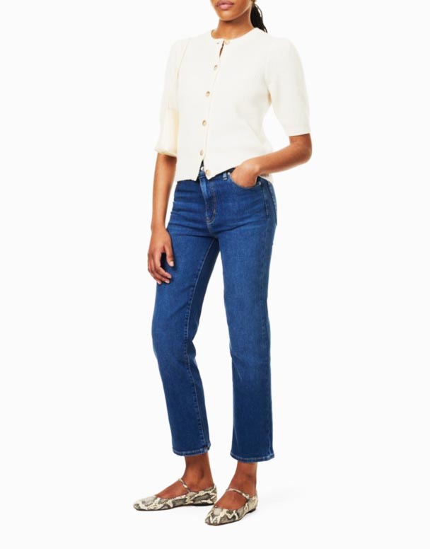CHW00903 Le snygga Femfickor Raka ben höghus Stretch-Denim Blend Jeans