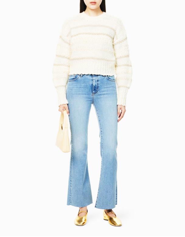 CHW00908 ikon utsvängda ben bomull-blandning denim jeans