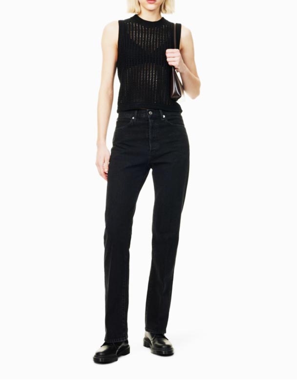 CHW00916 den vertikala Raka ben Denim Jeans