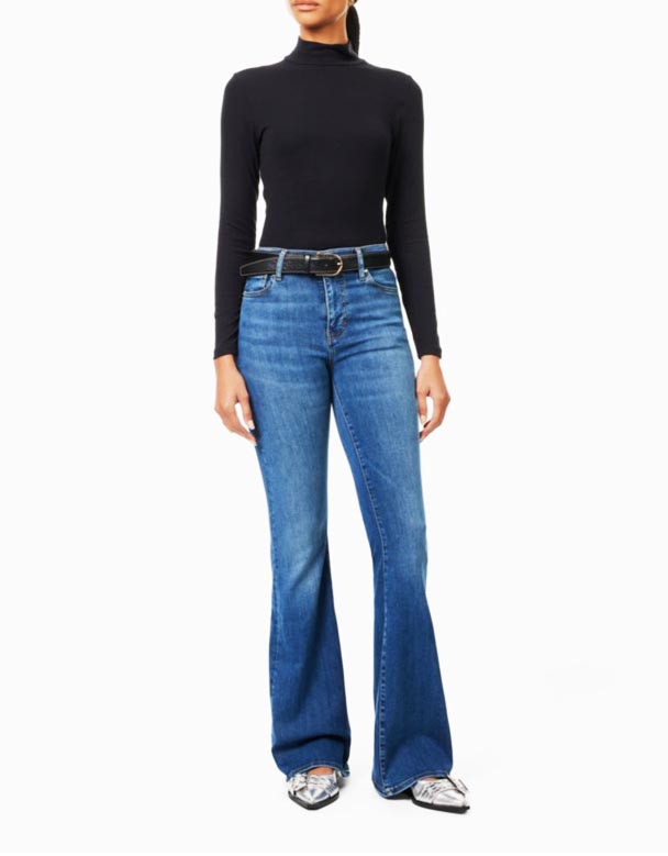 CHW00917 Le High flared-leg ekologisk-bomull och återvunnen-polyesterblandning stretch-denim jeans