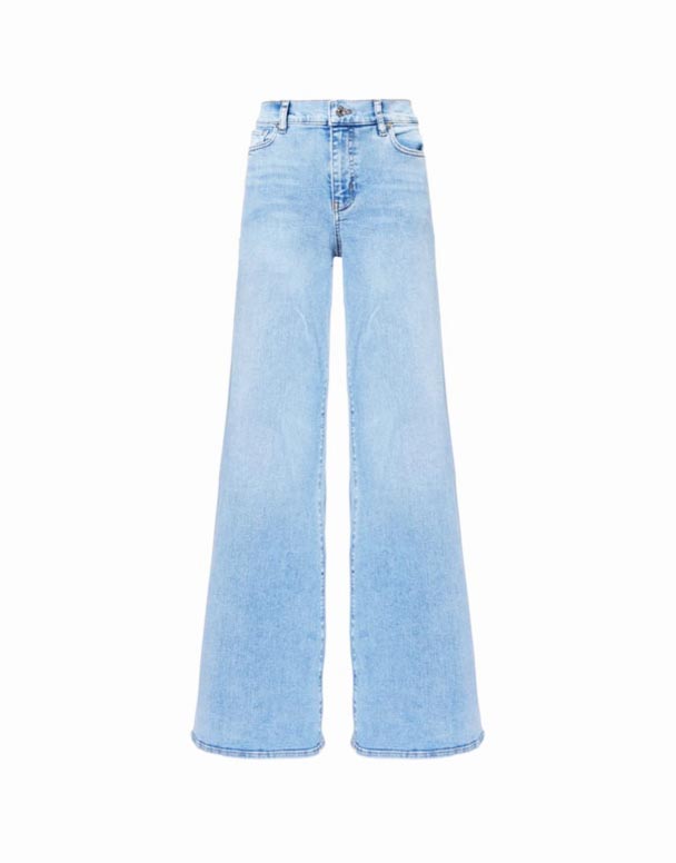 CHW00921 Le Palazzo utsvängda Breda ben höghus Stretch-Denim blandning Jeans