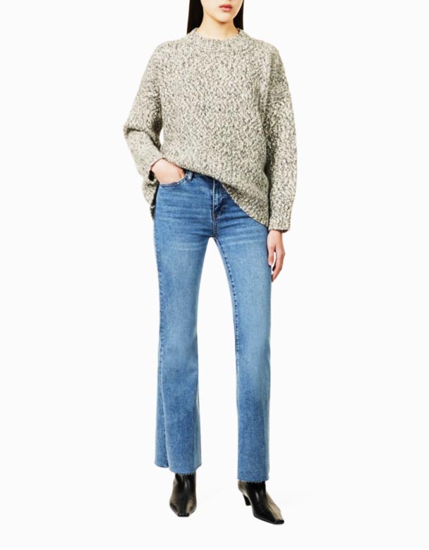 CHW00924 Le Easy Flare fem fickor raka ben höghus stretch-denim blandning jeans