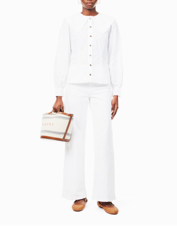 CHW00933 Le Slim Palazzo Jeans mit weitem Bein und hohem Bund aus Stretch-Baumwolle