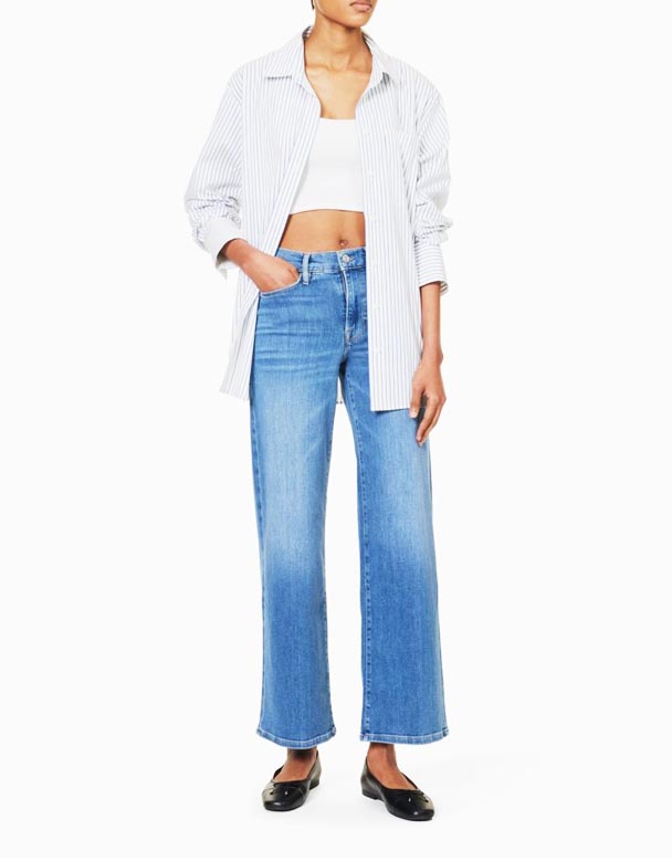 CHW00947 Le Palazzo Slim-Fit Jeans mit weitem Bein und Stretch-Denim