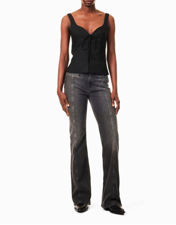CHW00954 Jean slim évasé en denim extensible Firecracker