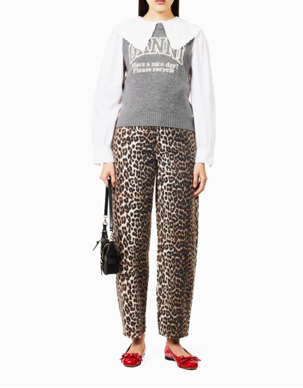 CHW00962 Leopard Stary barrel-leg organic-džínové džíny