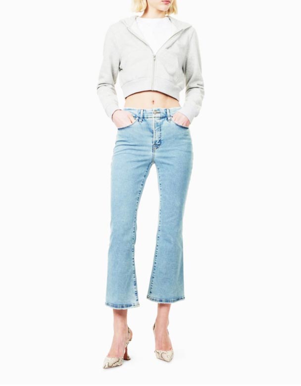 CHW00983 Good Legs Crop Mini Boot rozšířená rovná noha Střední vzestup Stretch-Denim Blend džíny