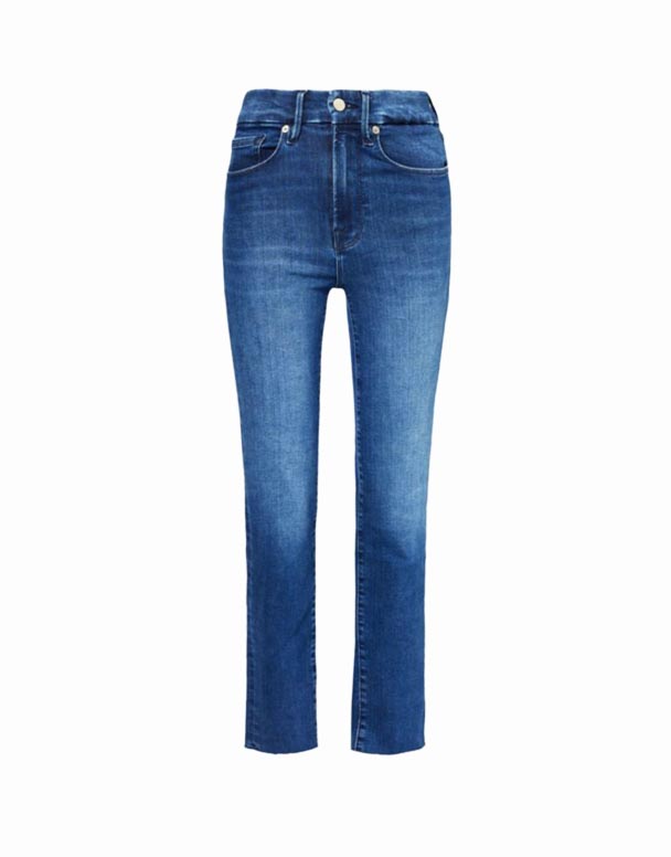 CHW01002 Gute klassische Jeans mit geradem Bein und mittlerer Leibhöhe aus Stretch-Baumwollmischung mit fünf Taschen