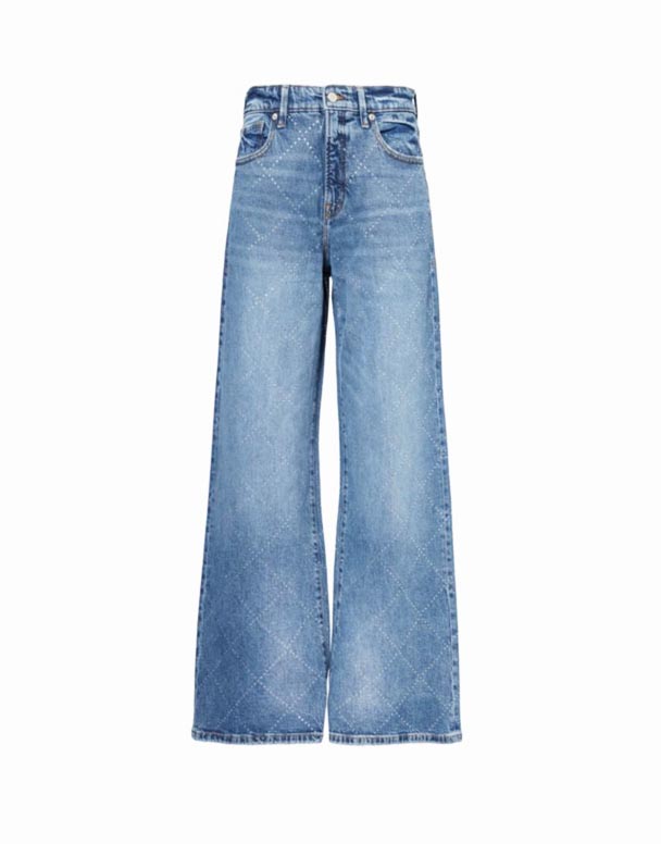 CHW01010 bra lätthet Rhinestone Bredben Mid-Rise Denim-Blend Jeans